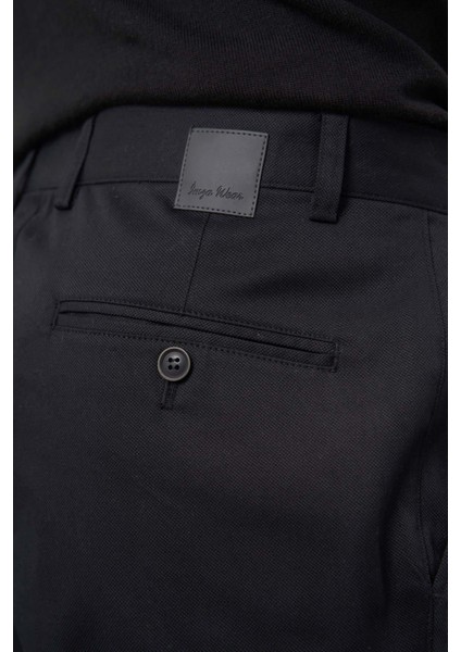 Koyu Lacivert Düz Armürlü Pamuklu Yan Cep Comfort Fit Casual Pantolon 1003245164