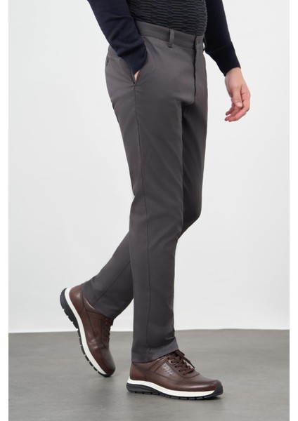Koyu Lacivert Düz Armürlü Pamuklu Yan Cep Comfort Fit Casual Pantolon 1003245164