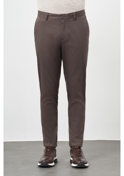 Koyu Lacivert Düz Armürlü Pamuklu Yan Cep Comfort Fit Casual Pantolon 1003245164