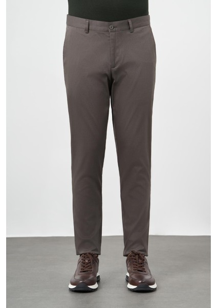Koyu Haki Pamuklu Yandan Cepli Casual Comfort Fit Chino Pantolon 1003245164