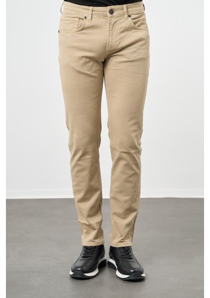 Koyu Antrasit Düz Gabardin Pamuklu 5 Cep Slim Fit Casual Pantolon 1003245319