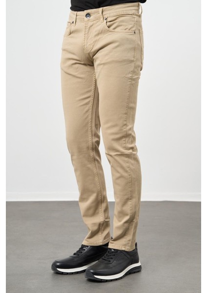 Koyu Antrasit Düz Gabardin Pamuklu 5 Cep Slim Fit Casual Pantolon 1003245319