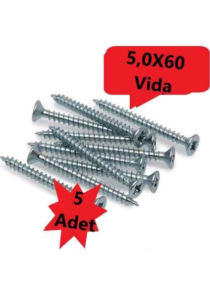 Sunta Vidası 5,0X60, 5 Adet Tam Diş SNT YHB Vida