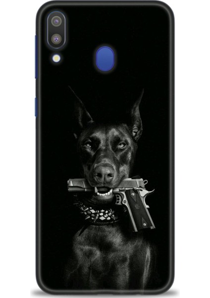 Samsung Galaxy M20 Kılıf Hd Baskılı - Tabanca ve Köpek + 9h Nano Ekran Koruyucu