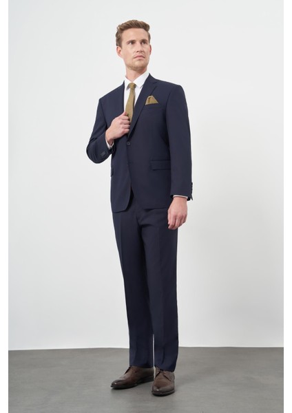 Lacivert Mono Yaka 4 Drop Comfort Fit Rahat Kesim Basic Takım Elbise 1001245309