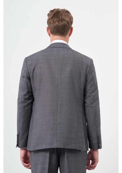 Koyu Antrasit Düz Mono Yaka 4 Drop Comfort Fit Classic Takım Elbise 1001245163