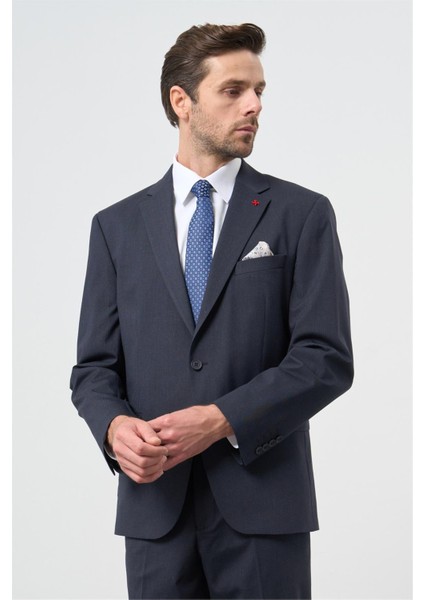 Koyu Lacivert Mono Yaka 4 Drop Comfort Fit Classic Takım Elbise 1001245168