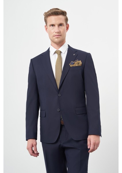 Lacivert Mono Yaka 6 Drop Comfort Fit Rahat Kesim Basic Takim Elbise 1001245310