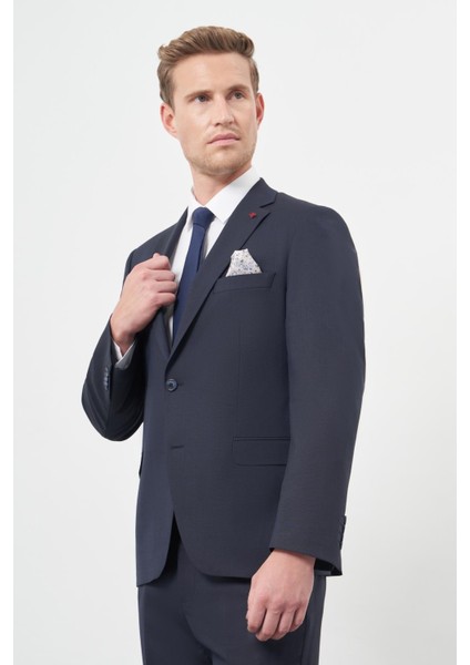 Koyu Lacivert Düz Mono Yaka 6 Drop Comfort Fit Classic Takım Elbise 1001245167