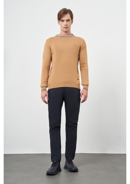 Camel Uzun Kol Düz Örme Bisiklet Yaka Classic Slim Fit Triko 1012245108