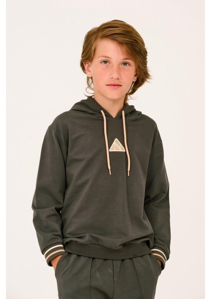 Unisex Çocuk Kapüşonlu Sweatshirt - Haki modelleri