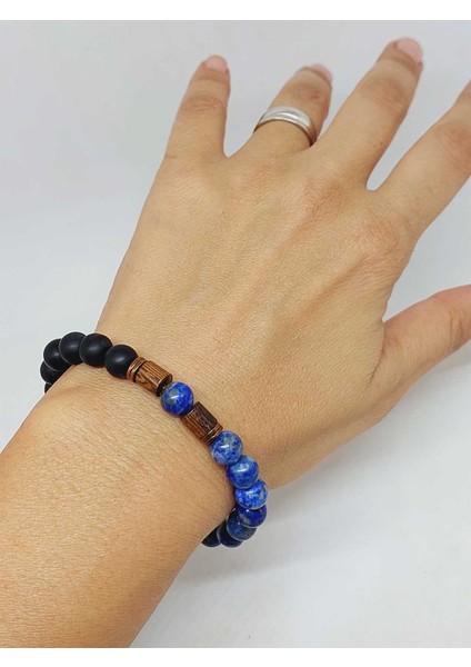 Lapis & Oniks Taşı 8mm Tasarım Bileklik Hawaii Model (9420) fırsatları