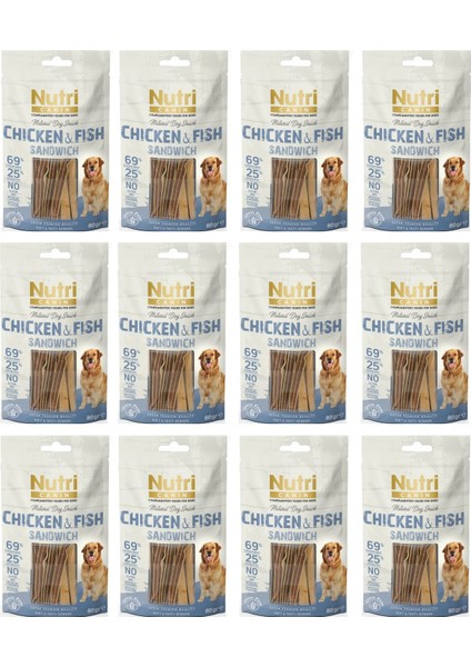 Sandwich Tavuk ve Balıklı Fileto Tahılsız Köpek Ödülü 80 Gr. x 12 Adet