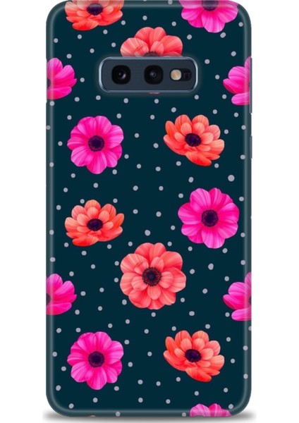 Samsung Galaxy S10E Kılıf Hd Baskılı - Puantiye ve Çiçekler + 9h Nano Ekran Koruyucu