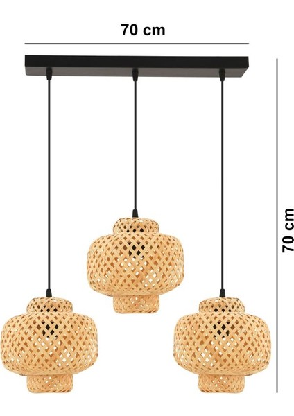 Istanbul Avize Rattan 3'lü Sıralı Siyah Kasalı Sarkıt Bohem,iskandinav,hasır Avize fiyatları