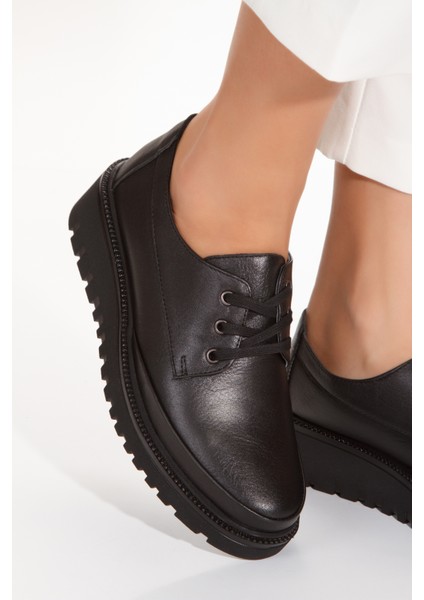 Iç Dış Hakiki Deri Ortopedik Taban Bağcıklı Casual Kadın Ayakkabı