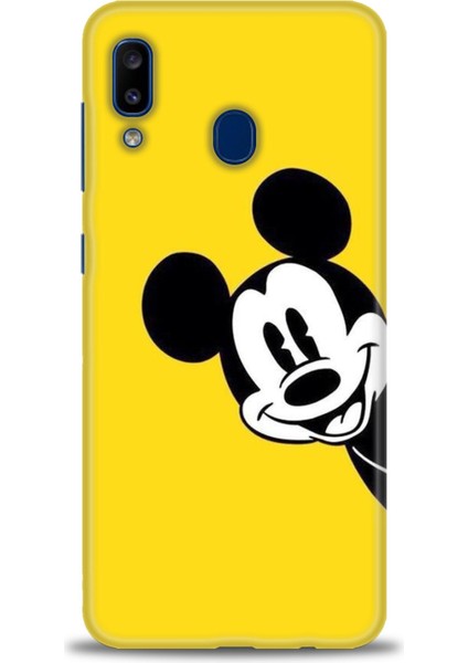 Samsung Galaxy A20 Kılıf Hd Baskılı - Sarı Mickey Mouse + 9h Nano Ekran Koruyucu