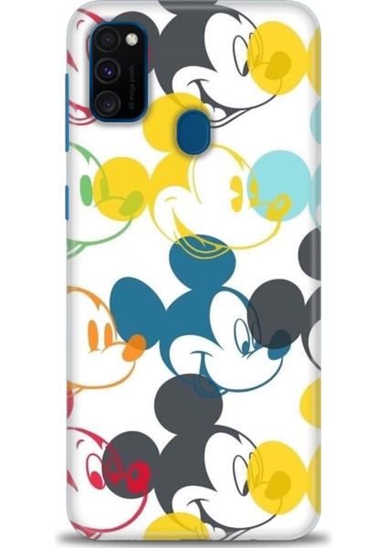 Samsung Galaxy M21 Kılıf Hd Baskılı - Renkli Mickey Mouse + 9h Nano Ekran Koruyucu