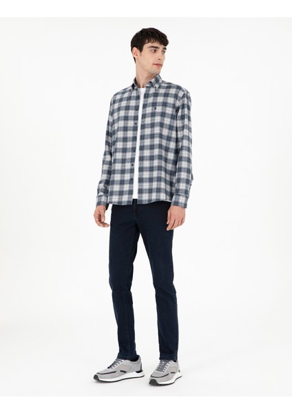Erkek Lacivert Slim Fit Jean Pantolon 50294576-Vr033