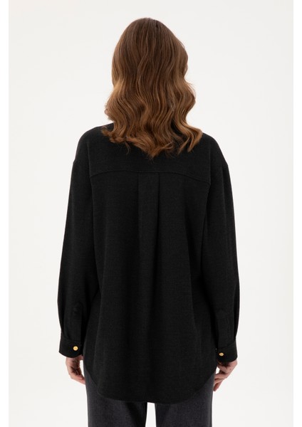 Kadın Siyah Gömlek Desenli 50289843-VR046 indirimleri