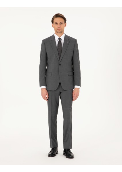 Erkek Füme Slim Fit %100 Yün Takım Elbise 50294275-VR058