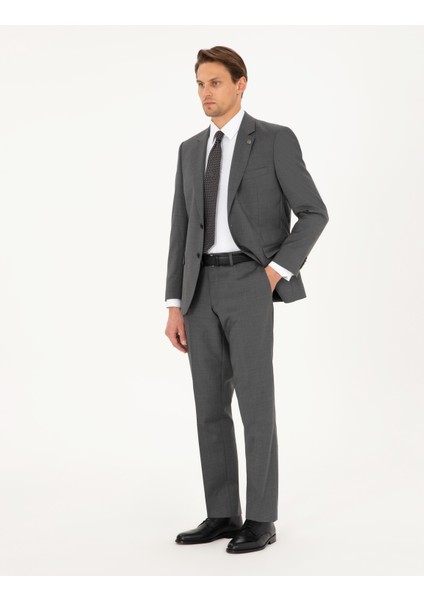 Erkek Füme Slim Fit %100 Yün Takım Elbise 50294275-VR058 fırsatları
