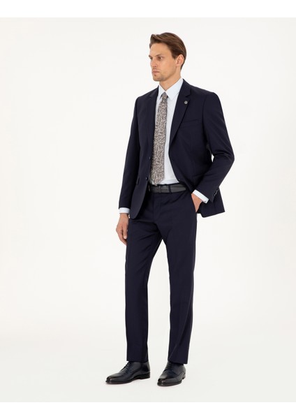 Erkek Lacivert Slim Fit %100 Yün Takım Elbise 50294275-VR033 fırsatları