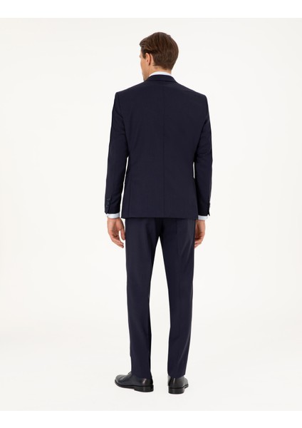 Erkek Lacivert Slim Fit %100 Yün Takım Elbise 50294275-VR033 indirimleri