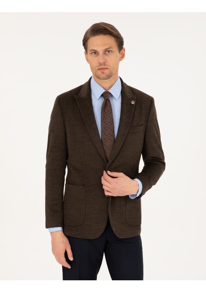 Erkek Kahverengi Slim Fit Ceket 50296044-VR029