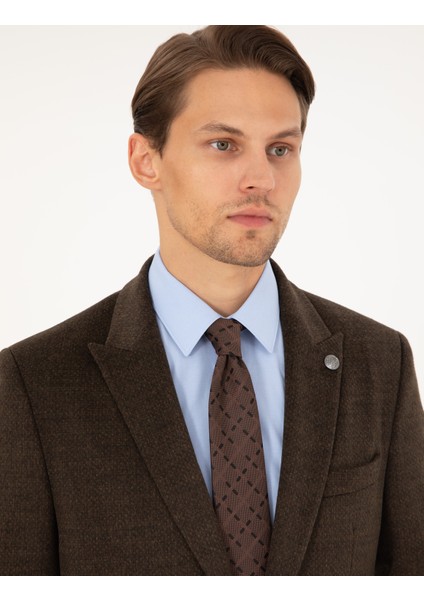 Erkek Kahverengi Slim Fit Ceket 50296044-VR029 fiyatları