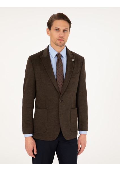 Erkek Kahverengi Slim Fit Ceket 50296044-VR029 modelleri