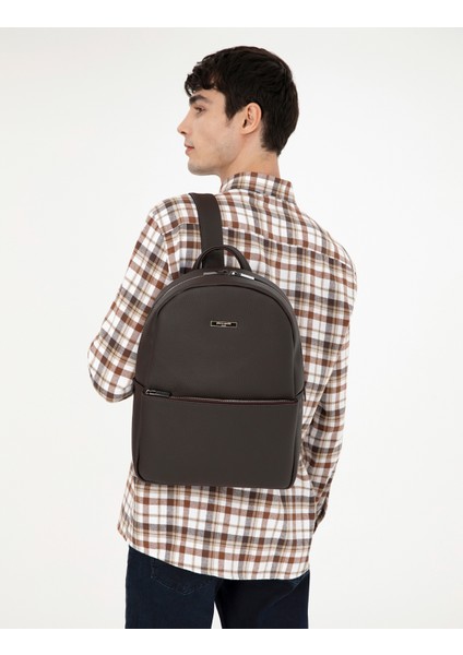 Erkek Erkek Kahverengi Deri Sırt Çantası 50296098-VR029