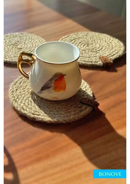 Hasır Bej Bardak Altlığı (6'li) ,12 Cm, Fincan,bardak,kupa,mum Altlığı