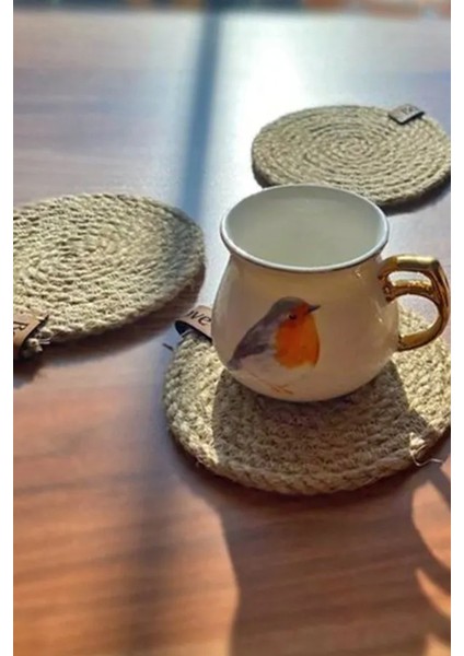Hasır Bej Bardak Altlığı (6'li) ,12 Cm, Fincan,bardak,kupa,mum Altlığı