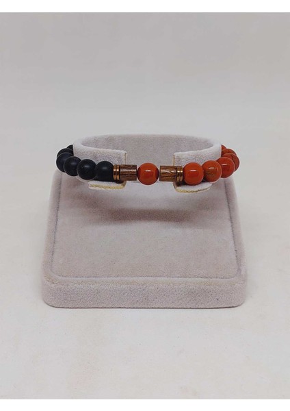 Kırmızı Jasper & Oniks Taşı 8mm Tasarım Bileklik Hawaii Model (22455) fiyatları