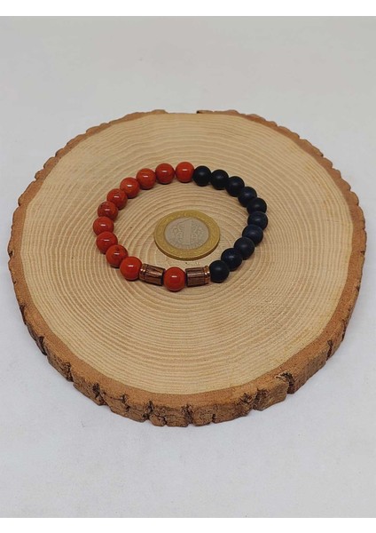Kırmızı Jasper & Oniks Taşı 8mm Tasarım Bileklik Hawaii Model (22455) indirimleri