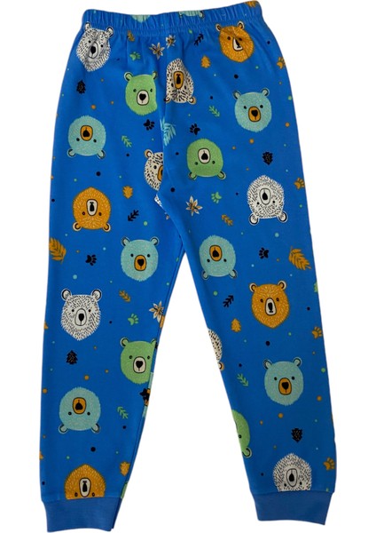 Elmas Kids Erkek Çocuk  Pamuklu Mavi Ayıcık Desen Pijama Takımı