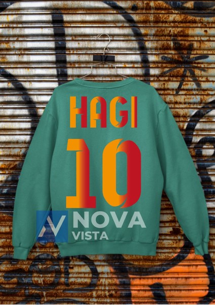 Gheorghe Hagi 10 Numara Futbol Forma Sırt Baskılı Unisex Bisiklet Yaka Spor Sweatshirt