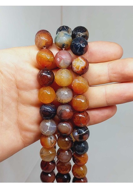 Akik Taşı Faset Kesim Dizi 14MM (54384)