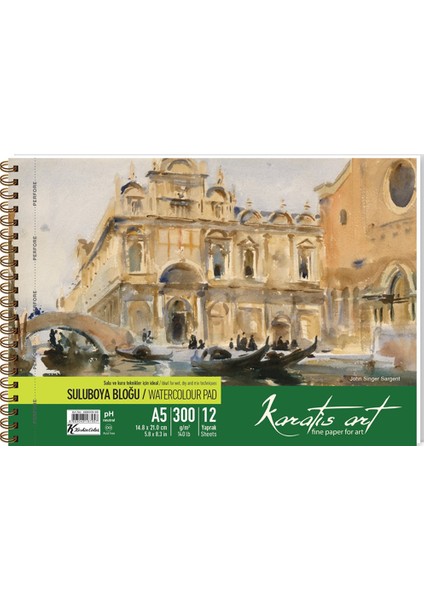 Karatis Suluboya Blok Spiralli Art 300 gr A5 12 Yp 488009-99