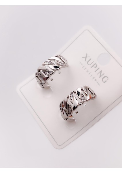 Çelik Küpe Zirkon Taşlı Vintage Halka Küpe