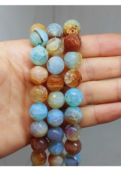 Akik Taşı Faset Kesim Dizi 14MM (54380)