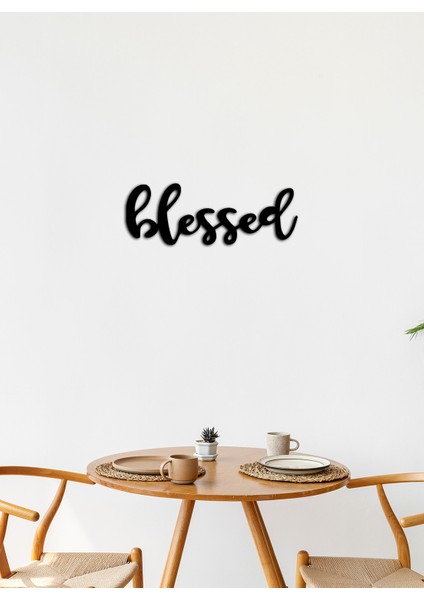 Artroya - Blessed Yazısı Metal Duvar Tablosu - Ev Dekorasyon - Metal Duvar Yazısı - 50 x 22 - cm -Siyah - TEXT-157