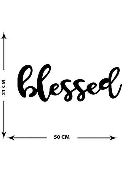 Artroya - Blessed Yazısı Metal Duvar Tablosu - Ev Dekorasyon - Metal Duvar Yazısı - 50 x 22 - cm -Siyah - TEXT-157