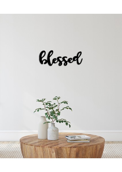 Artroya - Blessed Yazısı Metal Duvar Tablosu - Ev Dekorasyon - Metal Duvar Yazısı - 50 x 22 - cm -Siyah - TEXT-157