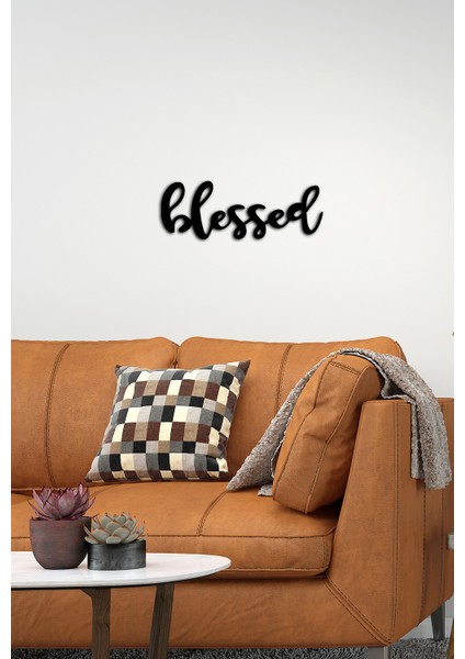 Artroya - Blessed Yazısı Metal Duvar Tablosu - Ev Dekorasyon - Metal Duvar Yazısı - 50 x 22 - cm -Siyah - TEXT-157