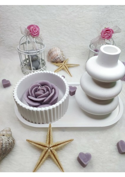 Ayd Oval Tepsi Biblo & 6 Parça Soya Wax Mum Seti fırsatları