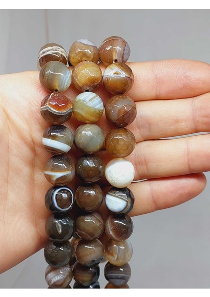 Akik Taşı Faset Kesim Dizi 14MM (54362)