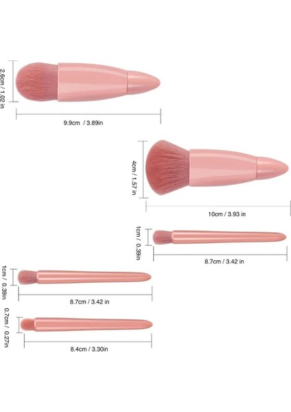 Profesyonel Taşınabilir Aynalı Makyaj Fırça Seti 5'li Pembe Renk modelleri