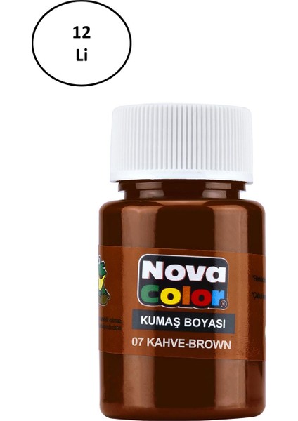 Nova Color Kumaş Boyası Şişe Kahve 12'li